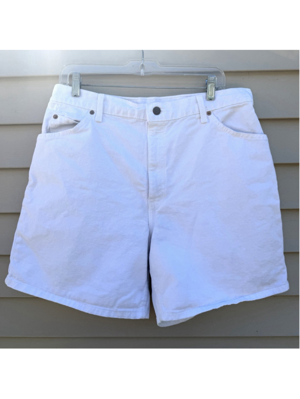 Vintage Levis 501 White Denim Shorts Size 16 Orange Tab High Rise Jorts USA 90s